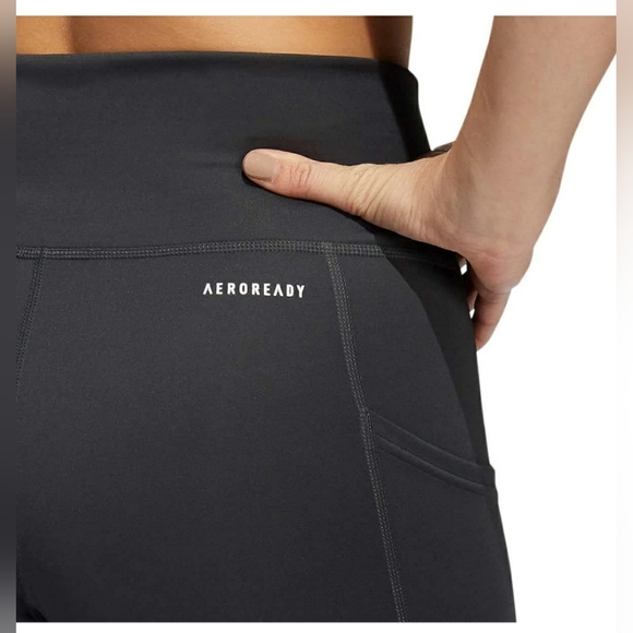 🏷ADIDAS Womens Lightweight High Rise 3-Stripe Mesh 7/8 Leggings - M - Picture 3 of 11